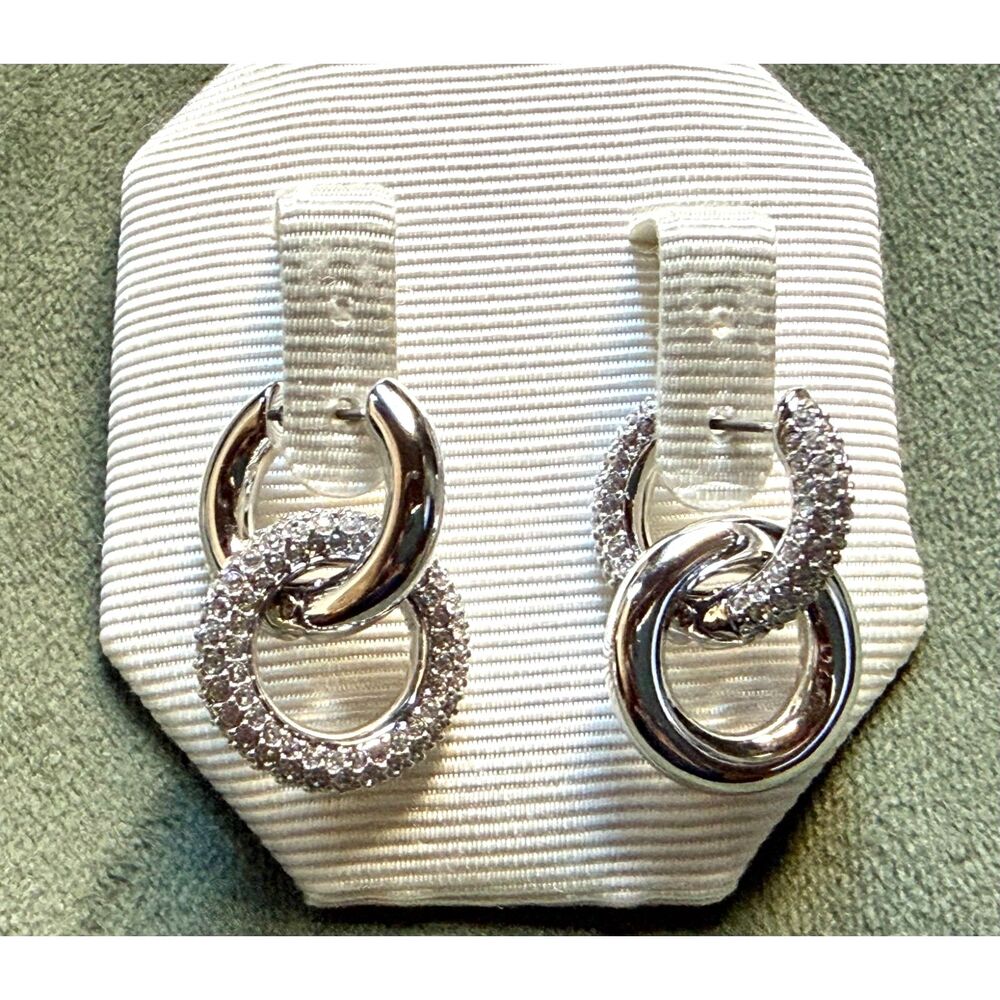 Authentic Swarovski Dextera Asymmetrical Interlocking Hoop Earrings